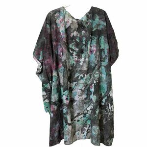 Rosa Palma Handpainted Art to Wear Lagenlook Top Cover Up Poncho Boho